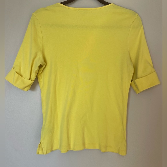 Lauren Ralph Lauren Bright yellow top with gold button detail Size Large - Picture 12 of 12